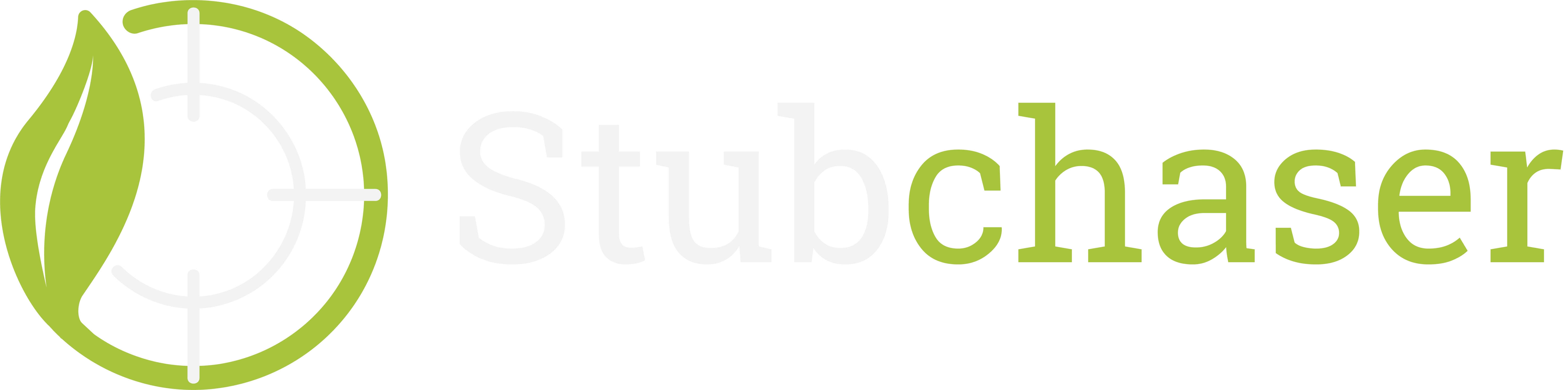 Stubchaser logo s textem - inverzovaná verze